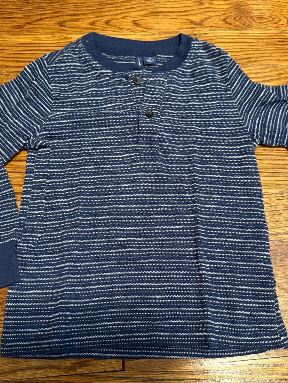 Janie and Jack Navy Striped Long Sleeve Henley Sz 2T